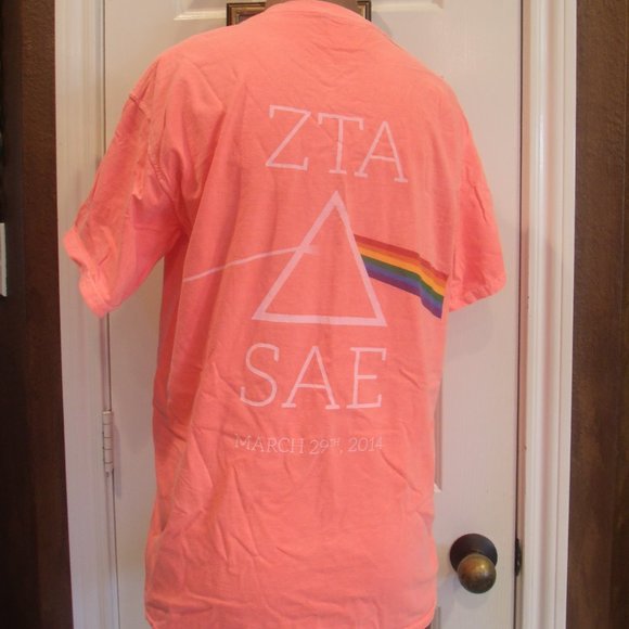 ZTA Sorority Fluo Coral Rainbow T-Shirt - Picture 6 of 9